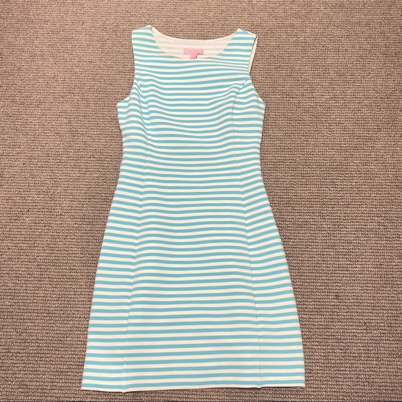 Lilly Pulitzer Shorely Blue Ottoman Stripe Whiting Cut Out Dress (XS) - Picture 4 of 7